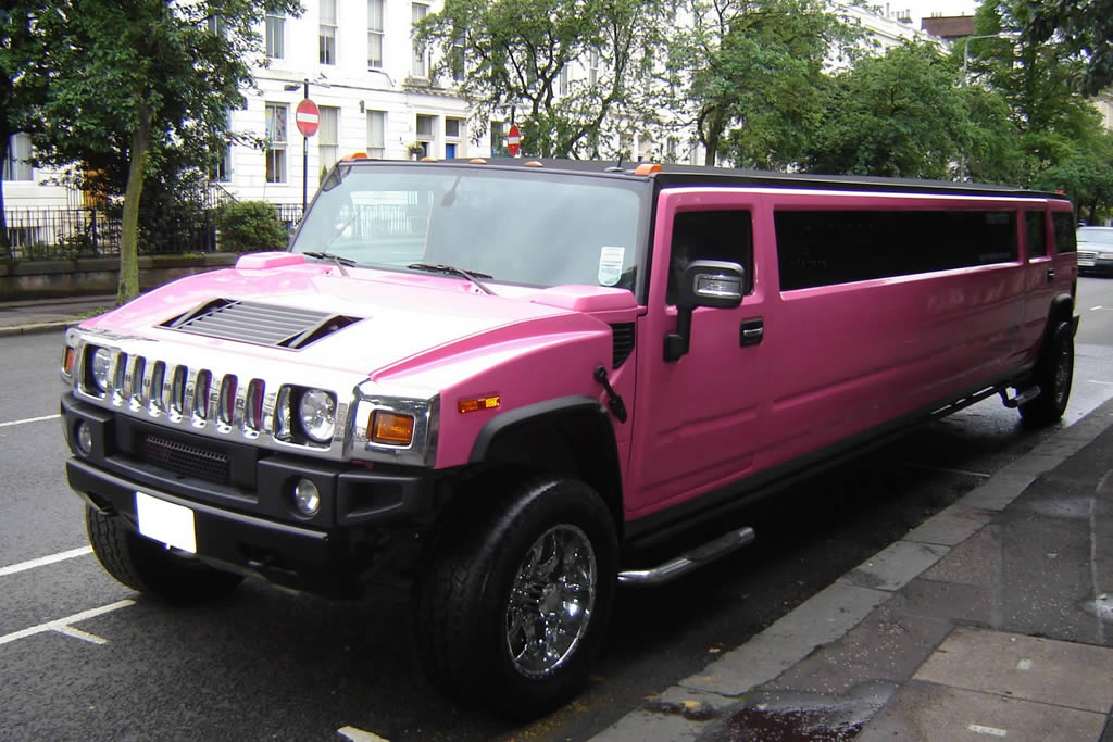 Solihull Pink Hummer Limo outside